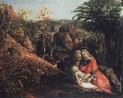 Samuel Palmer landscape with repose of the holy family Germany oil painting artist